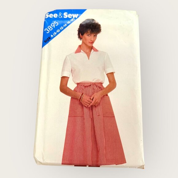 Vintage Butterick Sewing Pattern 3895 Misses Top Skirt Size 8-18 - Picture 1 of 2